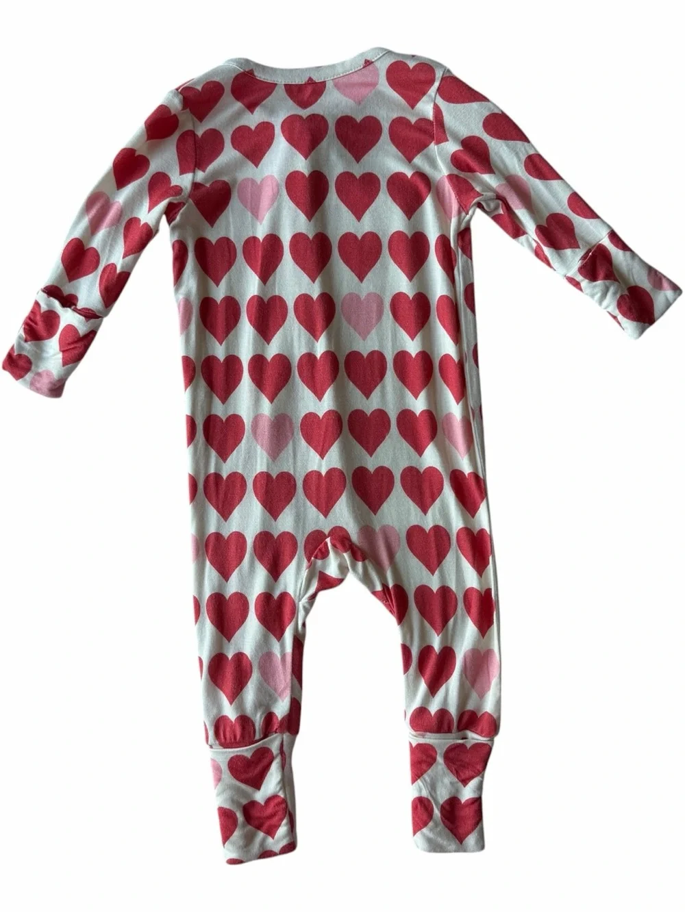 Pink Chicken Baby Romper Girls 3-6M Pink Red Hearts Bamboo Zippy Pajamas